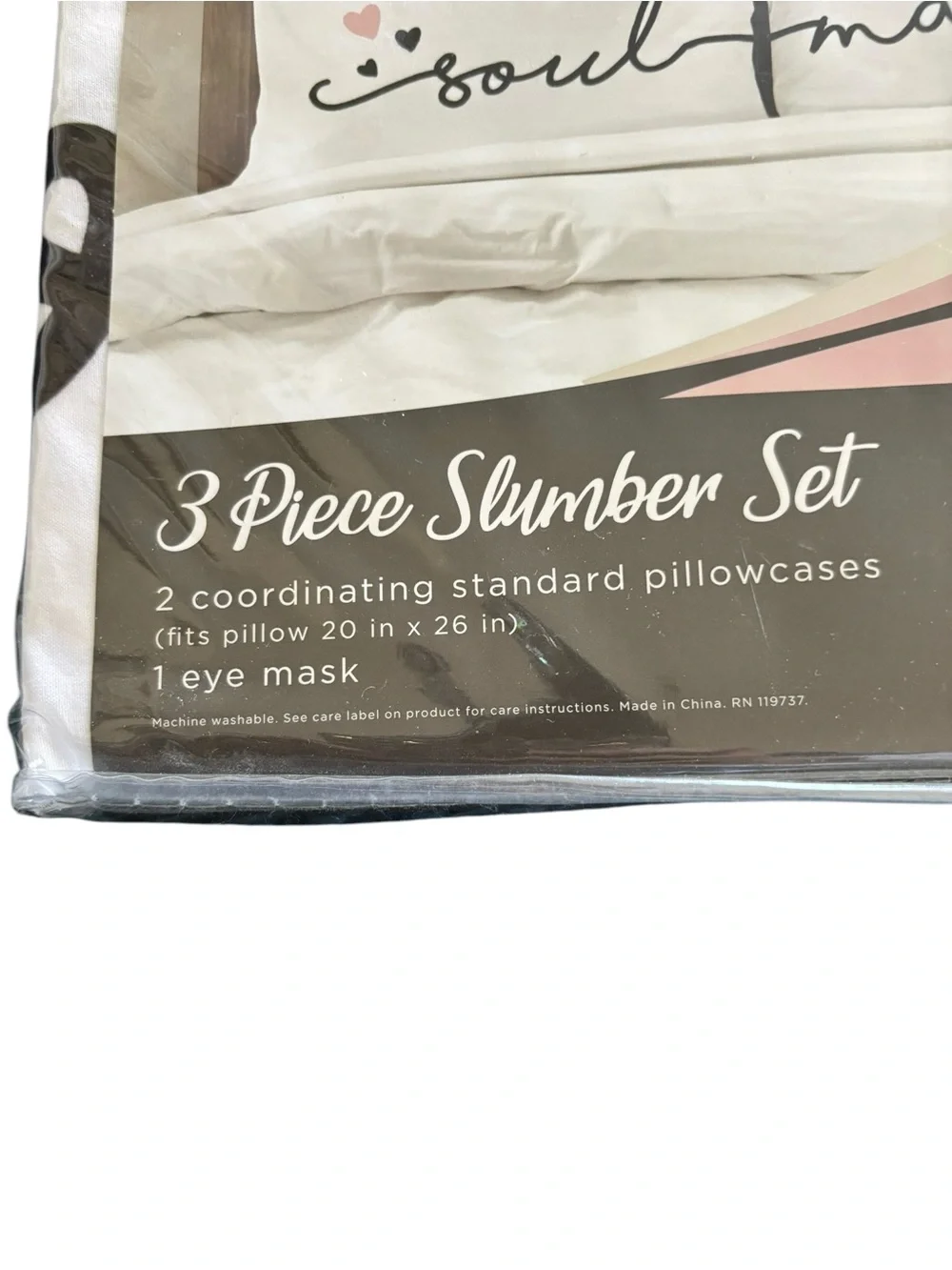 Studio Soleil 3PC Slumber Set SOULMATES 2 Standard Pillowcases & Eye Mask NEW